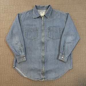 Vtg 80s Soho Compagnie Denim Overshirt Women Medium Blue Full Zip Relaxed Fit